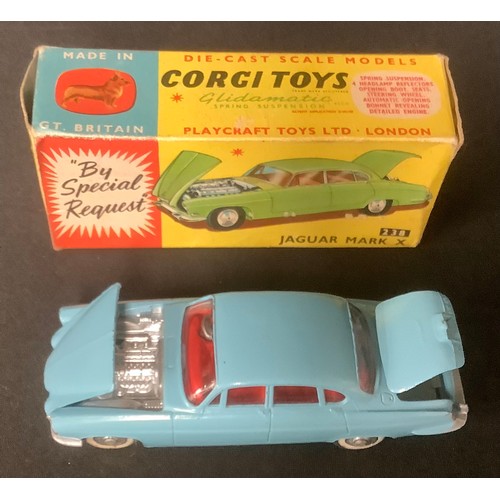 5204 - Toys & Juvenalia - Corgi Toys 238 Jaguar Mark X, pale blue body, red interior, boxed