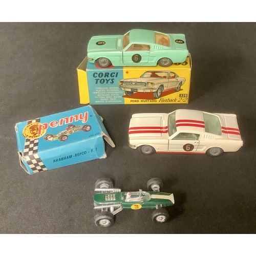 5209 - Toys & Juvenalia - Corgi Toys 320 Ford Mustang Fastback 2+2, pale green body with various decals, wi... 