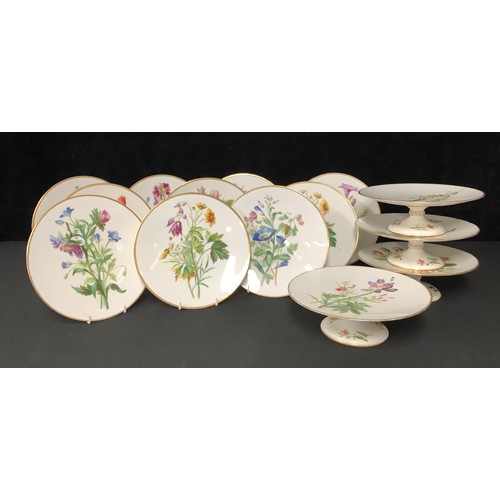 5237 - A 19th century English porcelain dessert service for ten, decorated with flowers, gilt borders, c.18... 