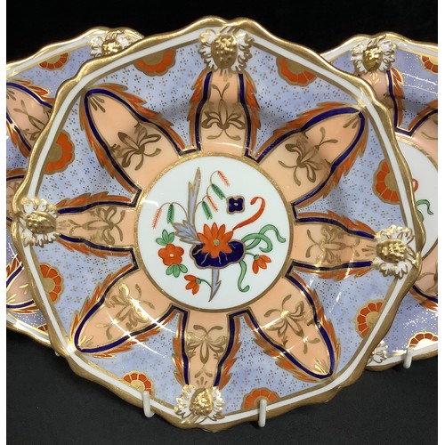 5240 - An early 20th century Hammersley & Co. dessert service for six, decorated and gilded in the Imari pa... 