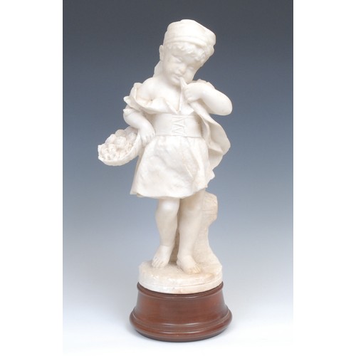 5328 - Italian School, 19th century, a Carrara marble, Gathering Blooms, 37cm high, wooden plinth