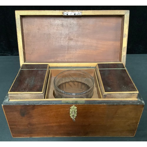 5273 - A George III mahogany two compartment tea caddy, 15cm high, 30cm wide