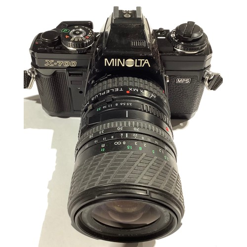 5299 - Cameras - a Minolta X-700 35mm camera, with Japanese Sigma UC zoom lens, 28 - 70mm, 2XMX Teleplus MC... 