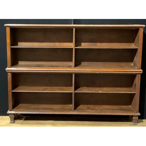 5369 - A late Victorian mahogany open bookcase or shop display stand, 136.5cm high, 182.5cm wide, 26.5cm de... 