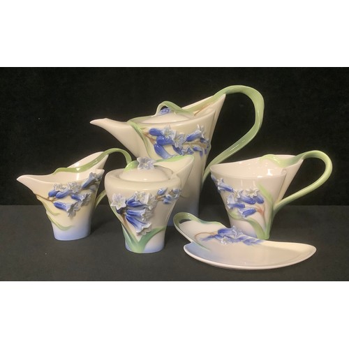 5379 - A Franz Bluebell pattern afternoon tea for one set, comprising teapot, cup and saucer, milk jug and ... 