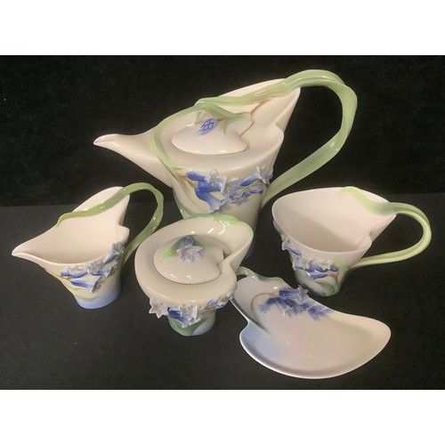 5379 - A Franz Bluebell pattern afternoon tea for one set, comprising teapot, cup and saucer, milk jug and ... 