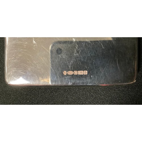 5034 - An Elizabeth II silver rounded rectangular card case, quite plain, 9.5cm long, R. Carr Ltd., Sheffie... 