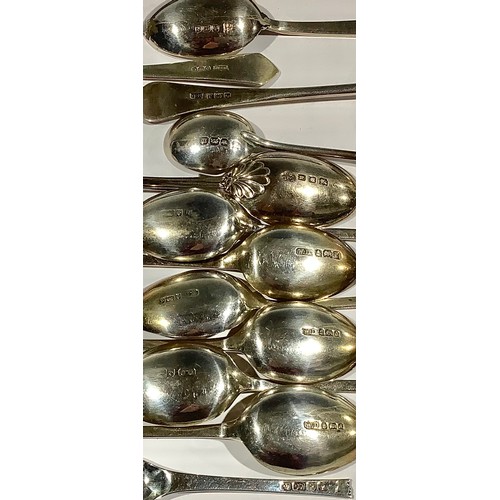 5322 - A set of six silver teaspoons, Birmingham 1927; a silver 1937 Coronation teaspoon, Sheffield 1936, c... 