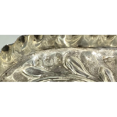 5323 - A Victorian silver pen tray, embossed in the Aesthetic manner with flowers and butterflies, 21.5cm w... 