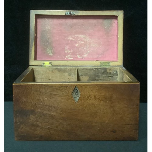 5418 - A George III mahogany rectangular tea caddy, hinged cover enclosing a pair of lidded compartments, c... 