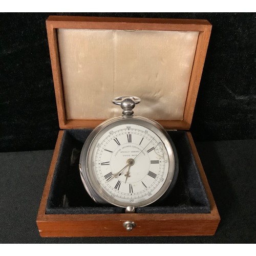 5445 - A large silver centre pocket watch, in watch box, Birmingham 1885