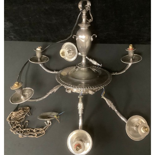 5463 - A 19th century silver plated chandelier/electrolier