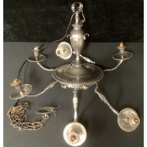 5463 - A 19th century silver plated chandelier/electrolier