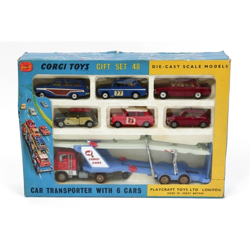 7121 - Corgi Toys Gift Set 48, comprising 1138 Carrimore car transporter with Ford tilt cab, orange cab wit... 