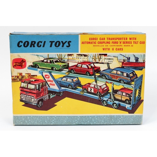 7121 - Corgi Toys Gift Set 48, comprising 1138 Carrimore car transporter with Ford tilt cab, orange cab wit... 