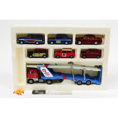 7121 - Corgi Toys Gift Set 48, comprising 1138 Carrimore car transporter with Ford tilt cab, orange cab wit... 