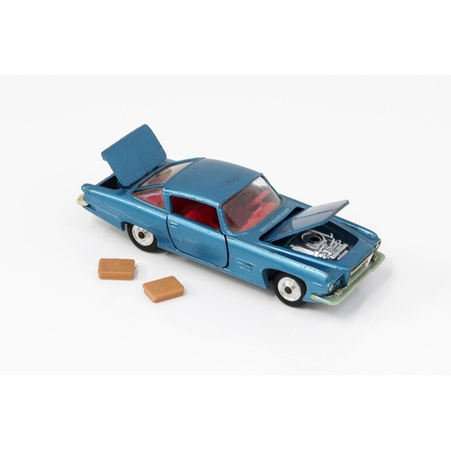 7122 - Corgi Toys 241 Ghia L.6.4 with Chrysler engine, metallic blue body, red interior, trademark plastic ... 