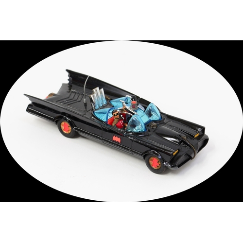 7126 - Corgi Toys 267 Rocket Firing Batmobile, black body with black and red Bat decals to side doors, seat... 