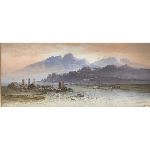 5530 - E Nevil  
A pair, Coastal Scenes  
signed, watercolours, 55cm x 24cm