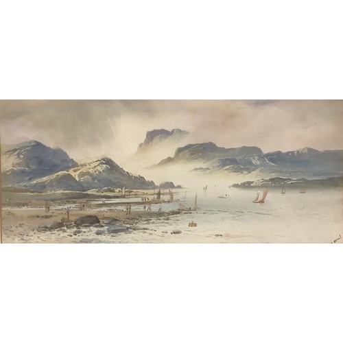 5530 - E Nevil  
A pair, Coastal Scenes  
signed, watercolours, 55cm x 24cm