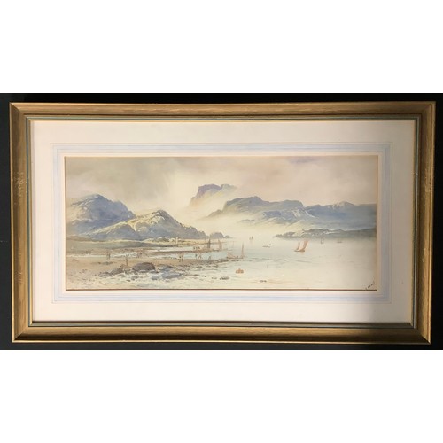 5530 - E Nevil  
A pair, Coastal Scenes  
signed, watercolours, 55cm x 24cm