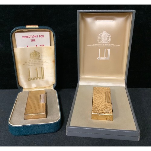 5536 - Two gold plated Dunhill lighters, in original boxes