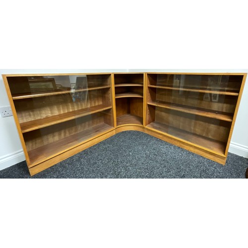 5361 - A teak corner bookcase in three sections, sliding glass doors, mid-20th century