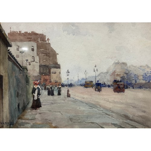 5543 - Henry G Massey (1860 - 1934)
High Street with Trolley Buses
signed, watercolour, 18cm x 25.5cm; thre... 