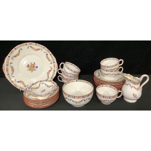 5165A - An early 20th century Mintons 'Minton Rose' pattern tea service for six, comprising cake plate, side... 