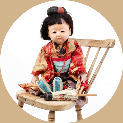 7160 - Toys From The Attic Part II - a large Japanese gofun Ichimatsu traditional doll, the gofun head inse... 