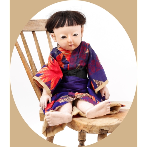 7155 - Toys From The Attic Part II - a Japanese gofun Ichimatsu traditional play doll, the gofun head head ... 