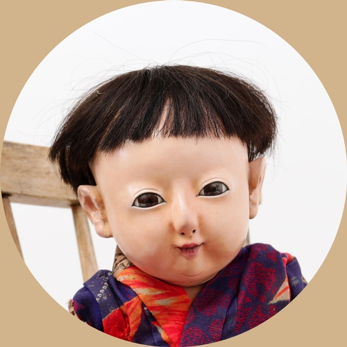 7155 - Toys From The Attic Part II - a Japanese gofun Ichimatsu traditional play doll, the gofun head head ... 