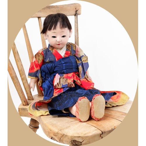 7156 - Toys From The Attic Part II - a Japanese gofun Ichimatsu traditional play doll, the gofun head head ... 