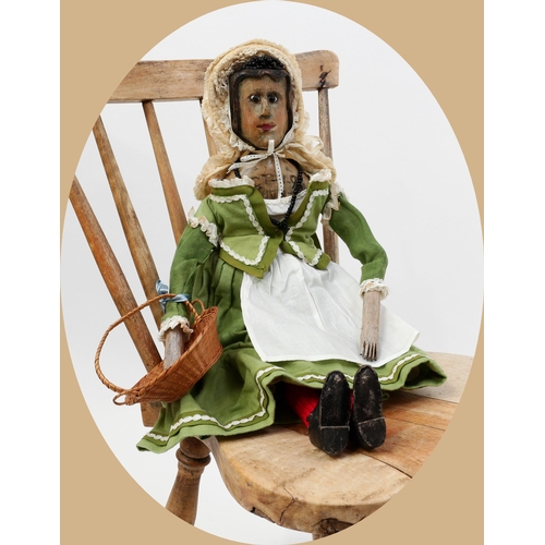 7184 - Toys From The Attic Part II - Folk Art - a carved and painted wooden doll as a Lady, the carved and ... 