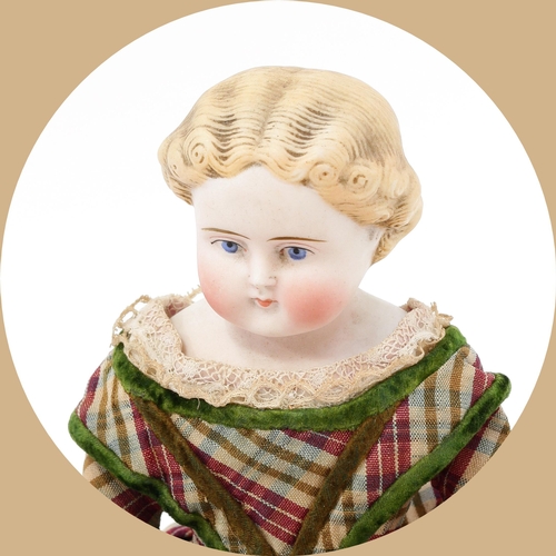 7145 - Toys From The Attic Part II - a 19th century unglazed Parian type shoulder head doll, the unglazed P... 