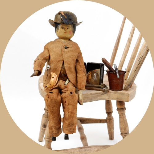 7183 - Toys From The Attic Part II - English Folk Art, Cornish Interest - a 19th century Grödnertal or 'Dut... 