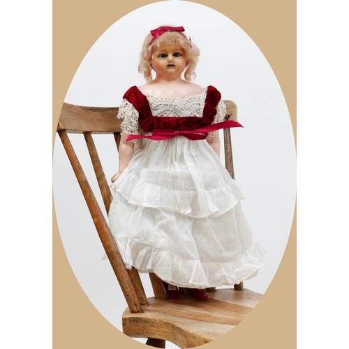 7146 - Toys From The Attic Part II - a 19th century wax over composition shoulder head doll, the wax over c... 