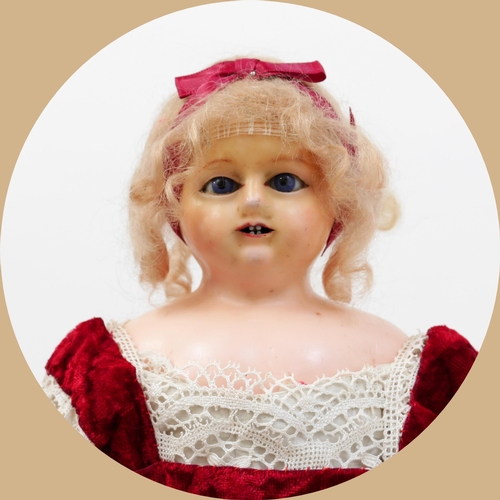 7146 - Toys From The Attic Part II - a 19th century wax over composition shoulder head doll, the wax over c... 