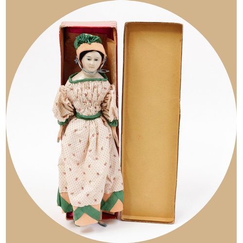 7141 - Toys From The Attic Part II - a 19th century painted papier-mâché shoulder head doll, the painted pa... 