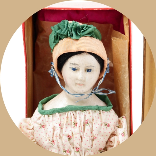 7141 - Toys From The Attic Part II - a 19th century painted papier-mâché shoulder head doll, the painted pa... 