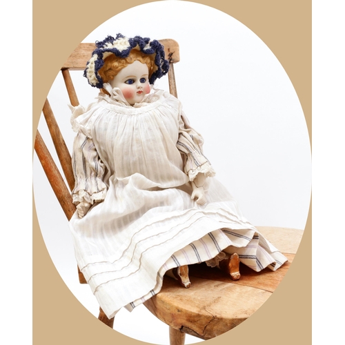 7144 - Toys From The Attic Part II - a 19th century unglazed Parian type shoulder head doll, the pale ungla... 