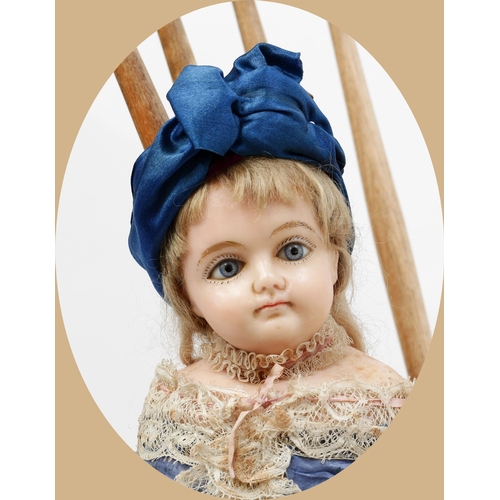 7147 - Toys From The Attic Part II - a 19th century wax over composition swivel head and shoulder doll, the... 