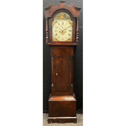 70 - A 19th century mahogany Longcase clock, eight-day movement, painted dial, with Roman numerals, subsi... 