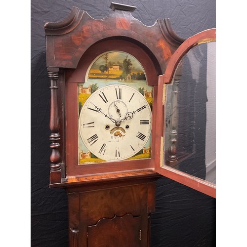 70 - A 19th century mahogany Longcase clock, eight-day movement, painted dial, with Roman numerals, subsi... 