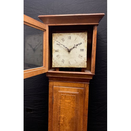 76 - A 19th century and later oak longcase clock, 20th century trunk, 19th century dial, signed Jn Stone,... 