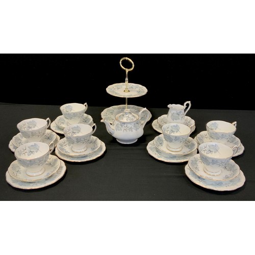 105 - A Royal Albert Silver Maple pattern tea set, for six inc small teapot, cups, saucers, side plated ,t... 