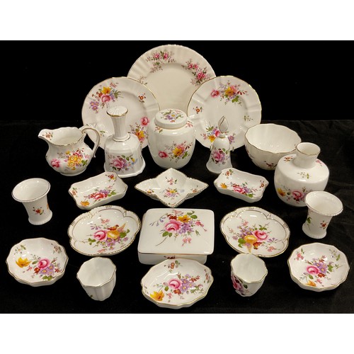 125 - Royal Crown Derby ‘Derby Posies’ ware including; trinket trays, ginger jar and cover, bell, ovoid va... 