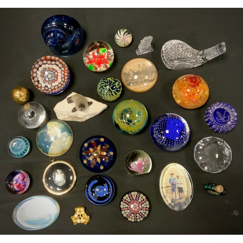 132 - A collection of glass paperweights including Medina, Waterford crystal, Caithness and millefiori; et... 