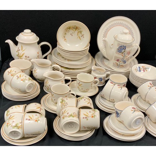 156 - A St Michaels Harvest pattern dinner and tea set inc dinner and side plates, coffee pot, cups, sauce... 