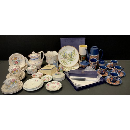 163 - Ceramics - A Bavaria coffee set for four, gaudy welsh tea pot, Copeland Spode Gainsborough tea cups ... 